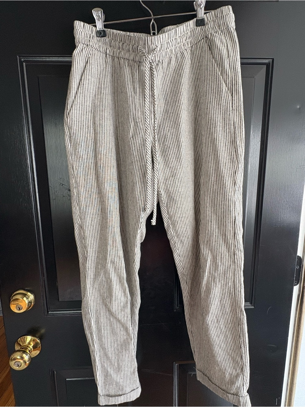 Jcrew Linen Casual Pinstripe Drawstring Pants